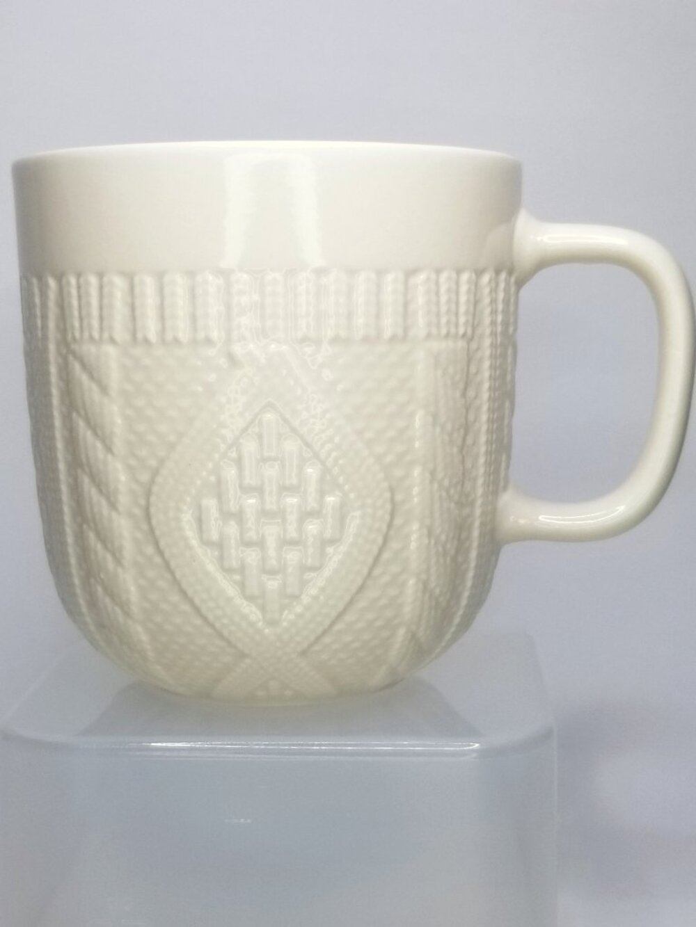 Thoughtfully brand Cable Knit Sweater Textured Design Ivory Color Stoneware Mug